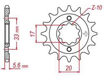 Zębatka przednia 430 15 kawasaki kxf 250`04-'05, suzuki rmz 250 '04'-06 (+2) (jtf430.15)